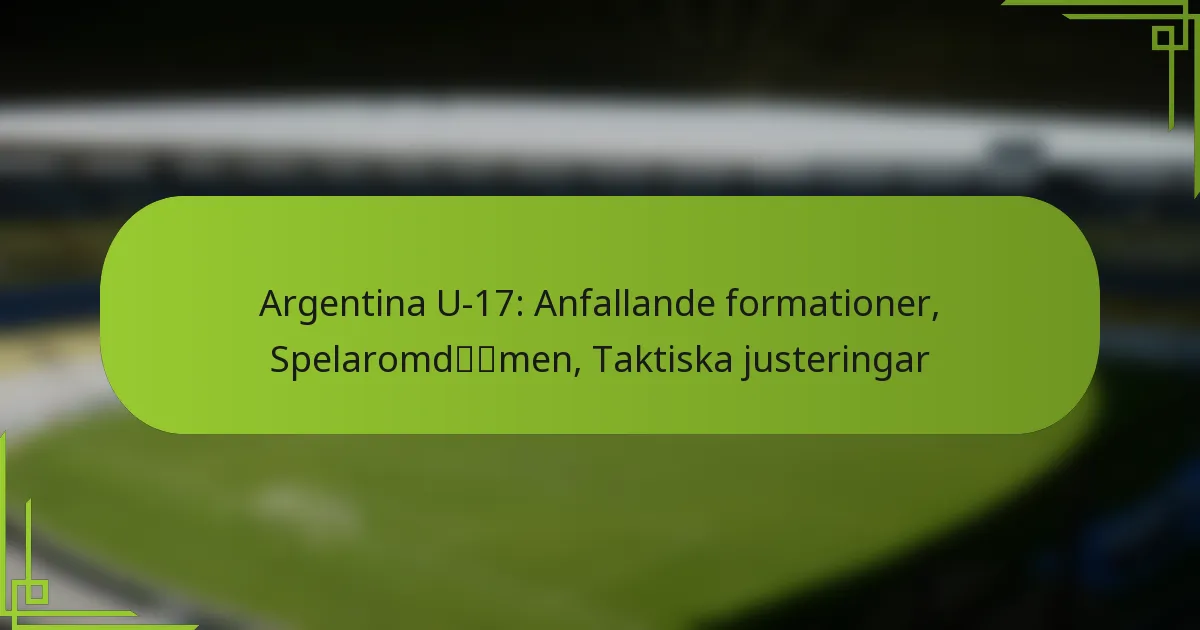 Argentina U-17: Anfallande formationer, Spelaromdömen, Taktiska justeringar
