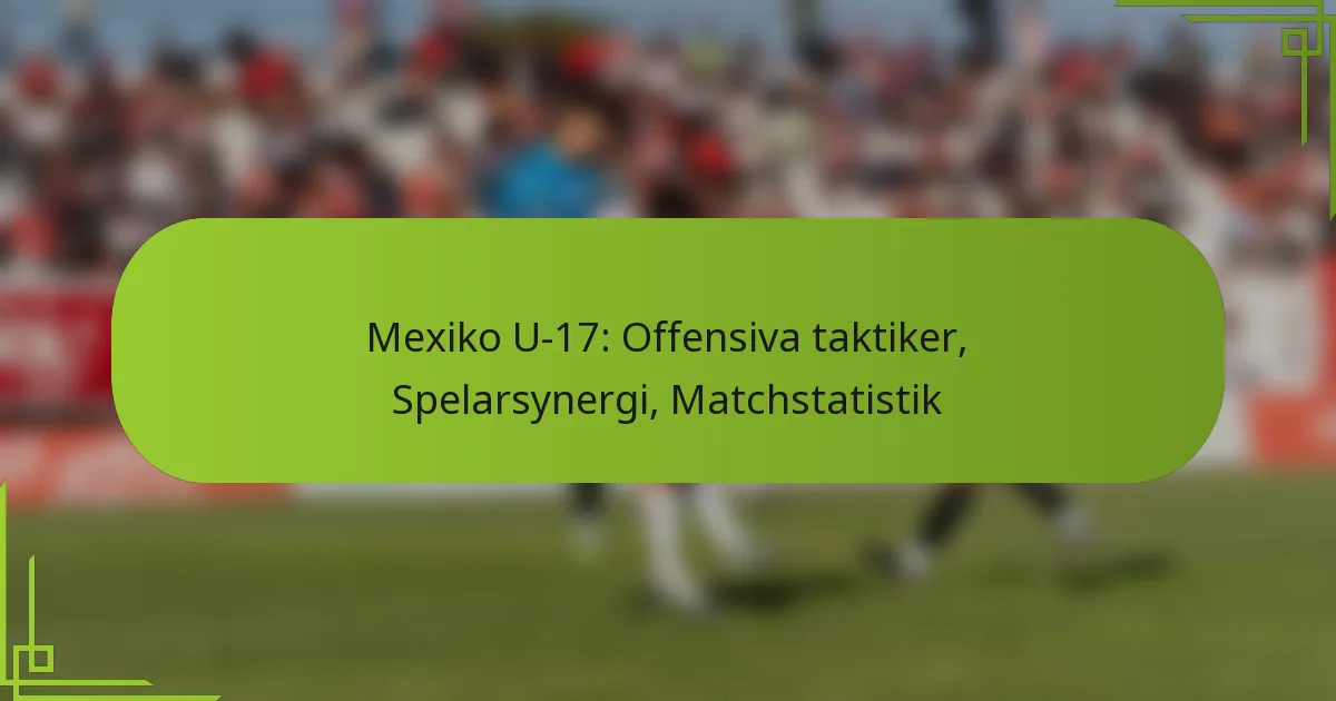 Mexiko U-17: Offensiva taktiker, Spelarsynergi, Matchstatistik