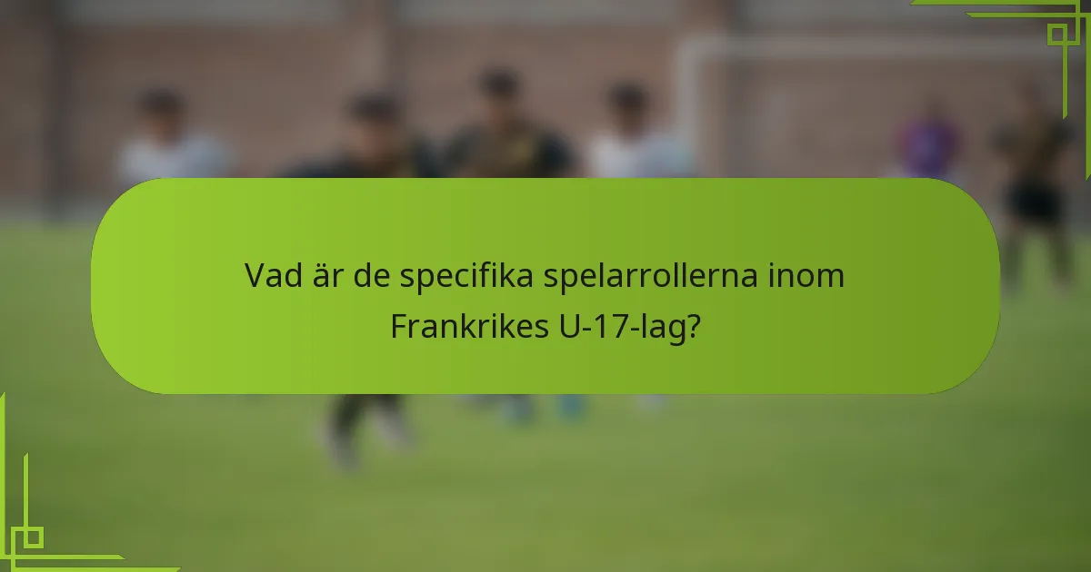Vad är de specifika spelarrollerna inom Frankrikes U-17-lag?