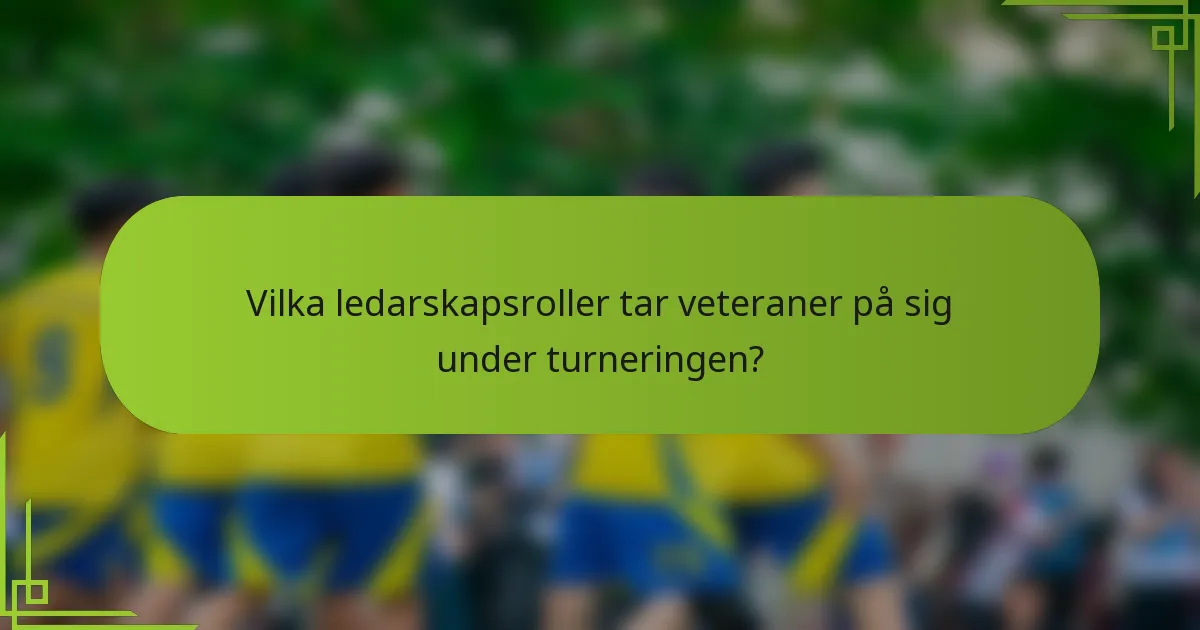 Vilka ledarskapsroller tar veteraner på sig under turneringen?